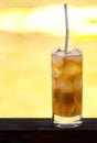 Cuba libre cocktail background the bright sunlight