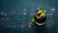 Cuba libre cocktail glass. Lime, mint. Royalty Free Stock Photo