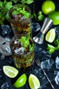 Cuba libre cocktail with rum, cola and lime, holidays party concept Royalty Free Stock Photo