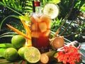 Cuba Libre Cocktail on Tropical Background Royalty Free Stock Photo