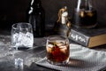 Cuba Libre or long island iced tea cocktail with strong drinks, cola, lime and ice in glass, cold longdrink or lemonade Royalty Free Stock Photo