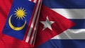 Cuba and Malaysia Realistic Flag Ã¢â¬â Fabric Texture Illustration Royalty Free Stock Photo