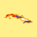 Cuba - Map colored with Cuban flag Royalty Free Stock Photo