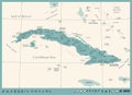 Cuba Map - Vintage Detailed Vector Illustration Royalty Free Stock Photo