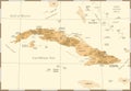 Cuba Map - Vintage Detailed Vector Illustration Royalty Free Stock Photo