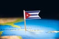 Cuba marked with a flag on the map Royalty Free Stock Photo