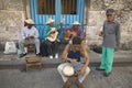 Cuba musicians playing music on streets at Catedral de la Habana, Plaza del Catedral, Old Havana, Cuba Royalty Free Stock Photo