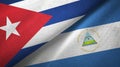 Cuba and Nicaragua two flags textile cloth, fabric texture