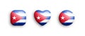 Cuba Official National Flag 3D Vector Glossy Icons Isolate On White