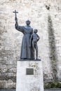 Statue Fray Junipero Serra with indian boy Royalty Free Stock Photo