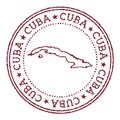 Cuba round rubber stamp with country map. Royalty Free Stock Photo