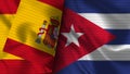 Cuba and Spain Realistic Flag Ã¢â¬â Fabric Texture Illustration