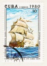 Cuba Stamp with Sailing War Ship Santisima Trinidad