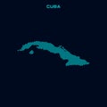 Cuba Striped Map Vector Design Template With Blue Background. Royalty Free Stock Photo