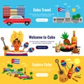 Cuba Travel Banners Set Royalty Free Stock Photo