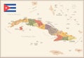 Cuba - vintage map and flag - Detailed Vector Illustration Royalty Free Stock Photo