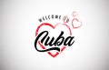 Cuba welcome to message with beautiful red hearts Royalty Free Stock Photo