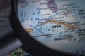 Cuba travel destination on world map