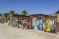 A Cuban beach market showing touristic mementos.