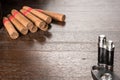 Cuban cigars loose on table Royalty Free Stock Photo