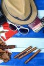 Cuban cigars related items Royalty Free Stock Photo