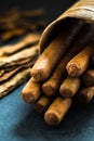 Cuban cigars in traditional palm leafs box