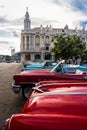 Cuban colorful vintage cars in front of the Gran Teatro - Havana, Cuba