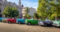 Cuban colorful vintage cars in front of the Gran Teatro - Havana, Cuba