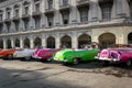 Cuban colorful vintage taxis
