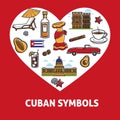 Cuban culture promo banner with national symbols set. Royalty Free Stock Photo