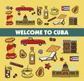 Cuban culture promo banner with national symbols set. Royalty Free Stock Photo