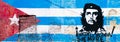 Cuban flag and Che Guevara painted on old wall in Havan Royalty Free Stock Photo