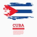 Cuban Flag with Grunge Brush Strokes. Flag of Cuba Country