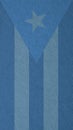 Cuban flag outline on cardboard surface. Paper texture with cellulose fibers. Blue tinted mobile phone wallpaper. Vertical