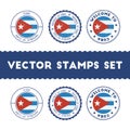 Cuban flag rubber stamps set.