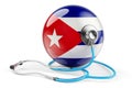 Cuban flag with stethoscope. Health care in Cuba concept, 3D rendering