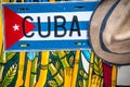 Cuban flag and straw hat Royalty Free Stock Photo