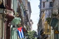 Cuban flag in street of Havana Royalty Free Stock Photo