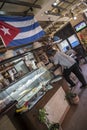 Cuban flag in cafÃÂ© in Havana, Cuba