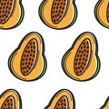 Papaya fruit Cuban food half product seamless pattern