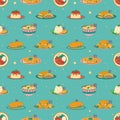 Cuban food seamless pattern. Traditional Cuban dish. Vector illustration Royalty Free Stock Photo