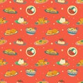 Cuban food seamless pattern. Traditional Cuban dish. Vector illustration Royalty Free Stock Photo