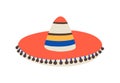 Cuban or mexican sombrero, traditional or folk hat. Hispanic carnival or fiesta. Colorful striped party accessory bright Royalty Free Stock Photo
