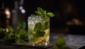 Cuban mojito cocktail with fresh citrus fruit and peppermint leaf generated by AI
