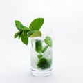 Cuban mojito cocktail with lime and mint