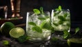 Cuban mojito Fresh citrus fruit, mint leaf, and peppermint garnish generated by AI