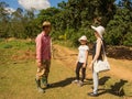 Cuban peasant talks with the tourists in the Vinales Valley Cub