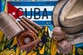 Cuban related items on vibrant background Royalty Free Stock Photo