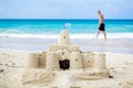 Cuban Sandcastle with the country Flag in Cuba.