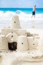 Cuban Sandcastle with the country Flag in Cuba.